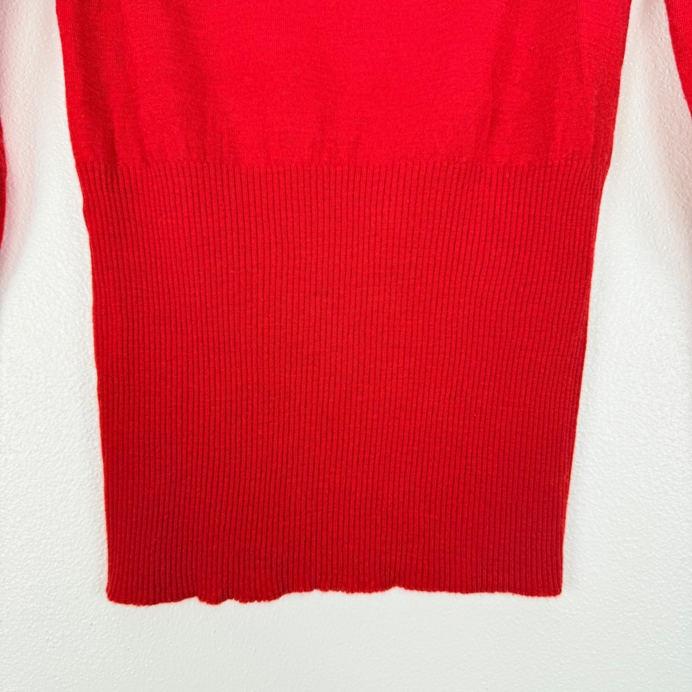 Anthropologie Moth Rosette Mock Neck Sweater Size S Red Wool Cashmere Blend - Picture 5 of 16